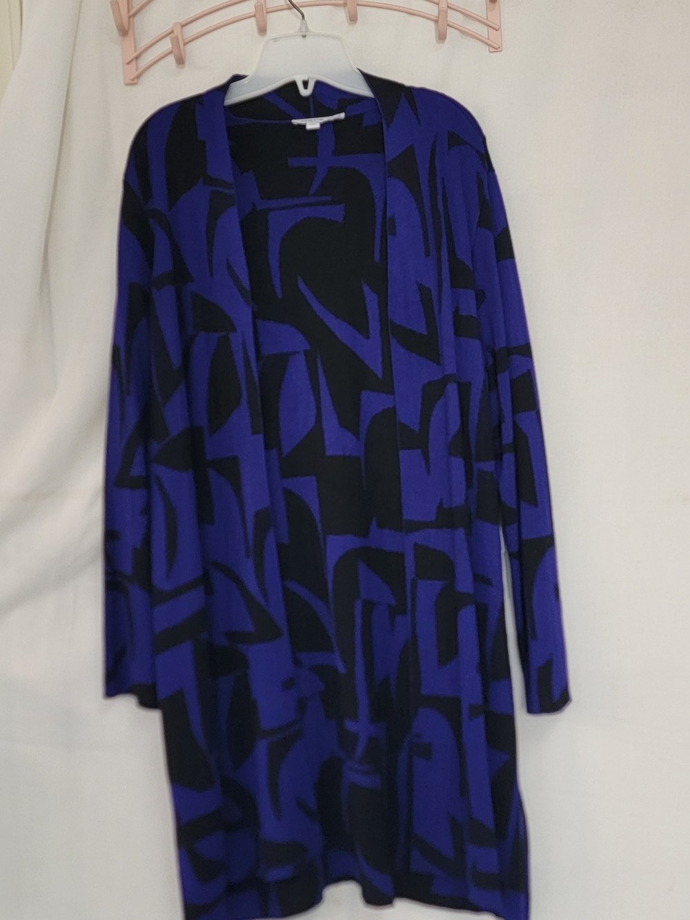 Chico's Open-Front Geometric Cardigan - Blue & Black